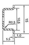 DIN (ДИН) рейка 15 мм x 5.5 м, miniature top-hat rail 15 x 5.5 (EN 50045, BS 6273, DIN 46277-2);