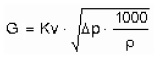 Формулы для расчета объемного расхода жидкости через Kv в различных размерностях расхода и давления.
