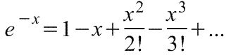 Разложение в ряд  Маклорена=Макларена функции e^-x