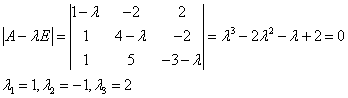Составление характеристических уравнений для матриц третьего порядка