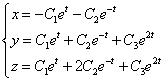 Общее решение однородной системы дифференциальных уравнений третьего порядка в координатной форме, записи, пример