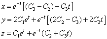 Координатная запись общего решения системы дифференциальных однородных уравнений в случае кратных корней характеристического уравнения