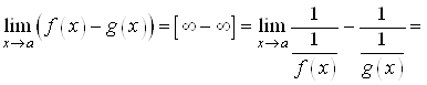 Предел разности функции f(x) и g(x)