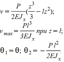 Уравнение упругой линии, наибольший прогиб, углы поворота крайних сечений балки.