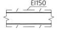 Условное графическое обозначение на планах и разрезах. Воздуховод с огнезащитным покрытием ЕI150 - предел огнестойкости. Значок на чертежах. Код обозначения 1.1.11