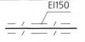 Условное графическое обозначение на схемах. Воздуховод с огнезащитным покрытием ЕI150 - предел огнестойкости. Код обозначения 1.1.11