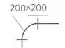 Условное графическое обозначение на схемах. Отвод воздуховода с центральным углом 90°. Значок чертежа. Код обозначения 1.3.04. 