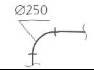 Условное графическое изображение на схемах. Отвод воздуховода по радиусу с углом 90°. Значок на чертежах. Код обозначения 1.4.02