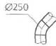 Условное графическое изображение на планах и разрезах. Отвод воздуховода по радиусу . Значок на чертежах. Код обозначения 1.4.04