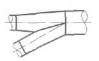 Условное графическое изображение на планах и разрезах. Тройник воздуховода прямой, аспирация . Значок на чертежах. Код обозначения 1.4.12