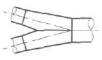 Условное графическое изображение на планах и разрезах. Тройник воздуховода штанообразный, аспирация . Значок на чертежах. Код обозначения